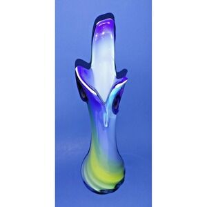 Vintage Murano-style "Jack in the Pulpit" art glass vase - 14½ " tall  - 4" base